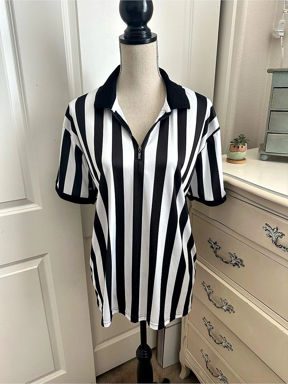 Striped Short Sleeve Polo in Black & White